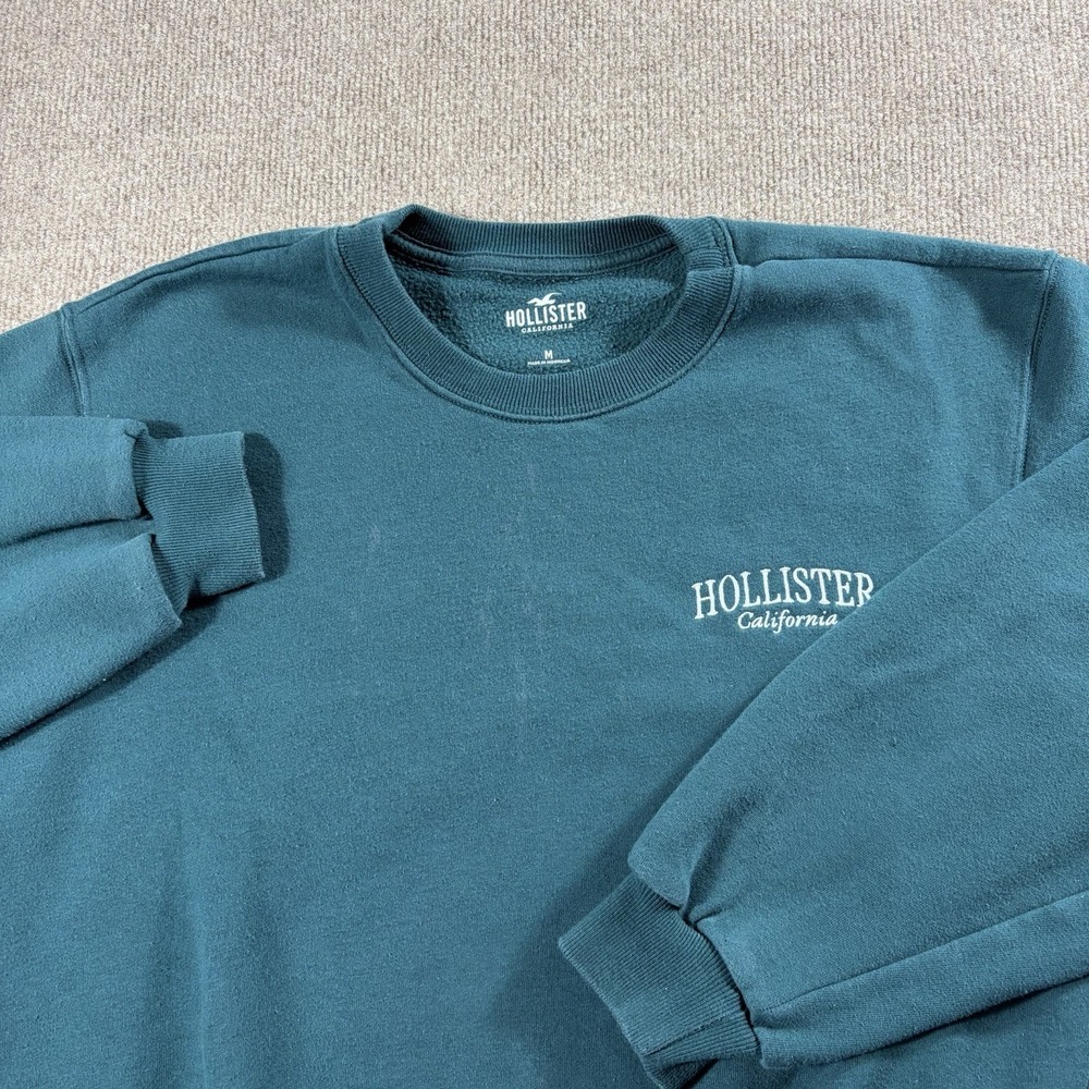 Hollister California Crewneck Sweatshirt Mens Medium Green Fleece Pullover